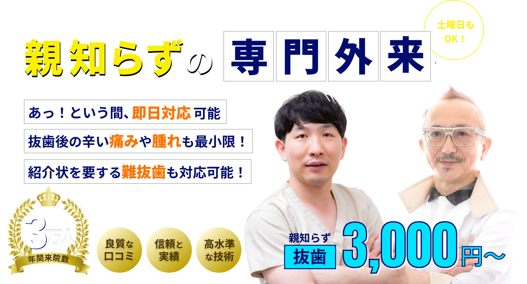 神保町・神田の歯医者 | 親知らず外来　親知らず抜歯3,000円〜